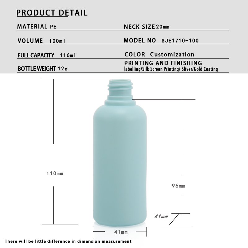 Cosmetic 100ml Small Cylindrical PE Bottle – 20mm Neck