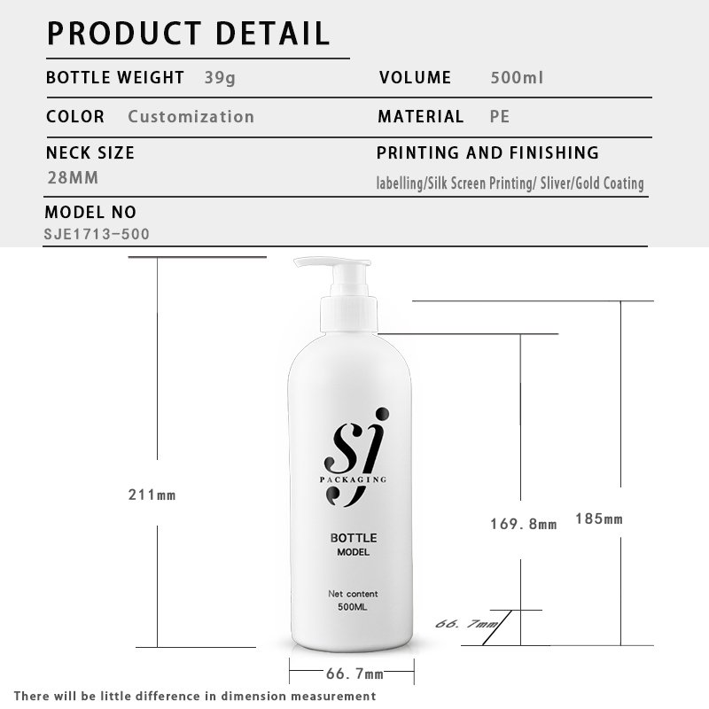 Cosmetic 500ml Round Shoulder PE Bottle – 28mm Neck – Pump & Spray Ready