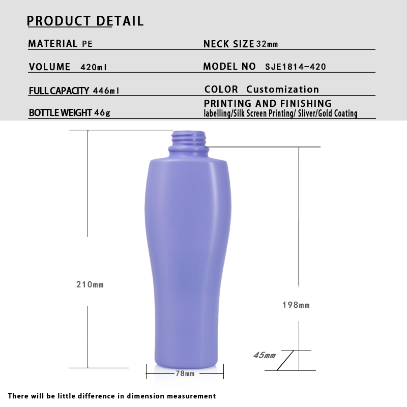 420ml PE Cosmetic Bottle with Custom Logo (32mm Neck, 46g)