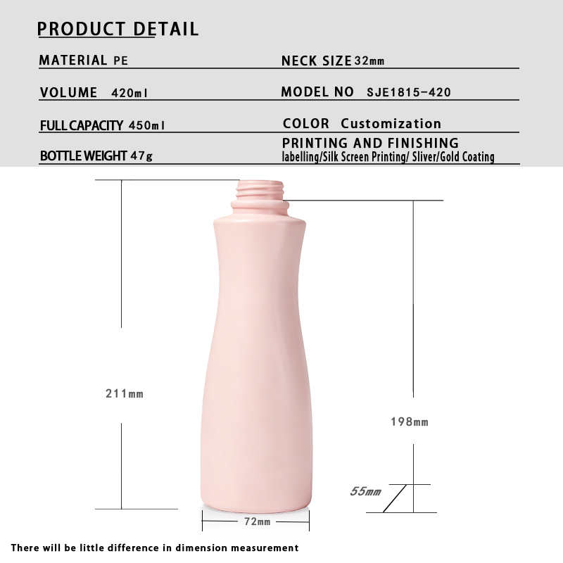 420ml PE Cosmetic Bottle with Custom Logo (32mm Neck, 47g)
