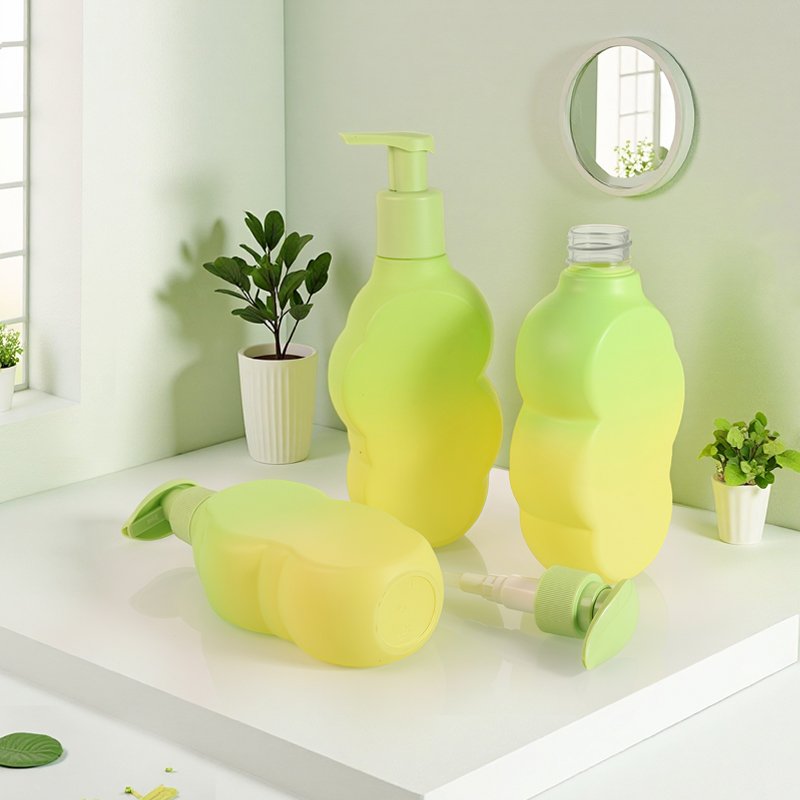 Cosmetic 300ml PET Shampoo Bottle – Space-Saving Flat