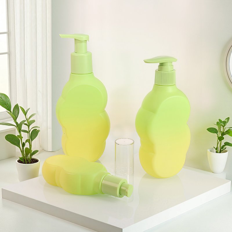 Cosmetic 300ml PET Shampoo Bottle – Space-Saving Flat