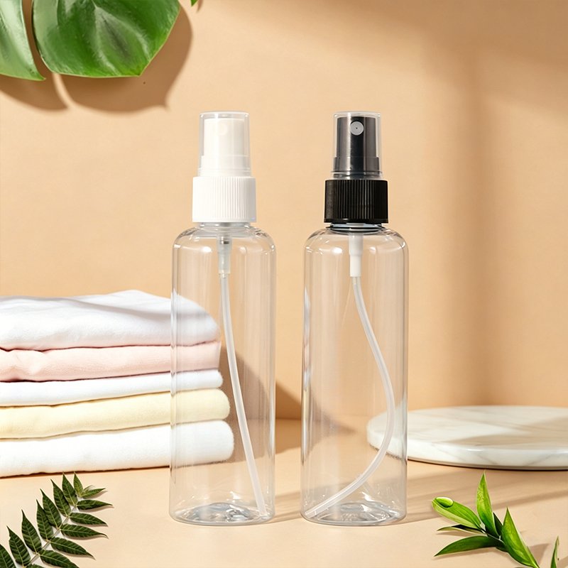 100ml PET Cosmetic Bottle with Lotion Pump & Disc-Top (24/410 Neck)