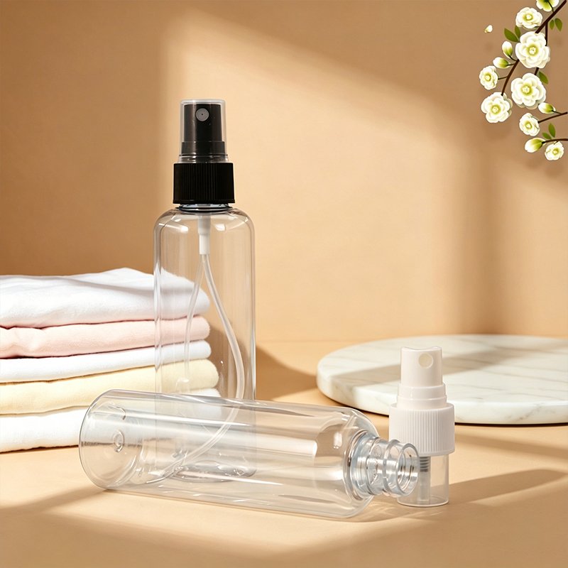 100ml PET Cosmetic Bottle with Lotion Pump & Disc-Top (24/410 Neck)