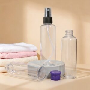 100ml PET Cosmetic Bottle with Lotion Pump & Disc-Top (24/410 Neck)