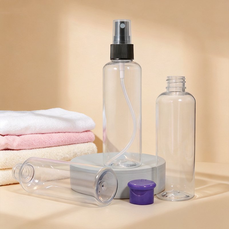 100ml PET Cosmetic Bottle with Lotion Pump & Disc-Top (24/410 Neck)