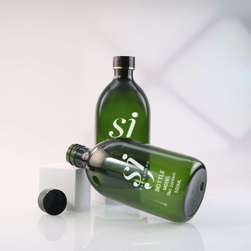500ml PET Round Cosmetic Bottle with Lotion Pump & Disc-Top (24/410 Neck)