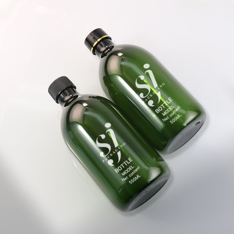 500ml PET Round Cosmetic Bottle with Lotion Pump & Disc-Top (24/410 Neck)
