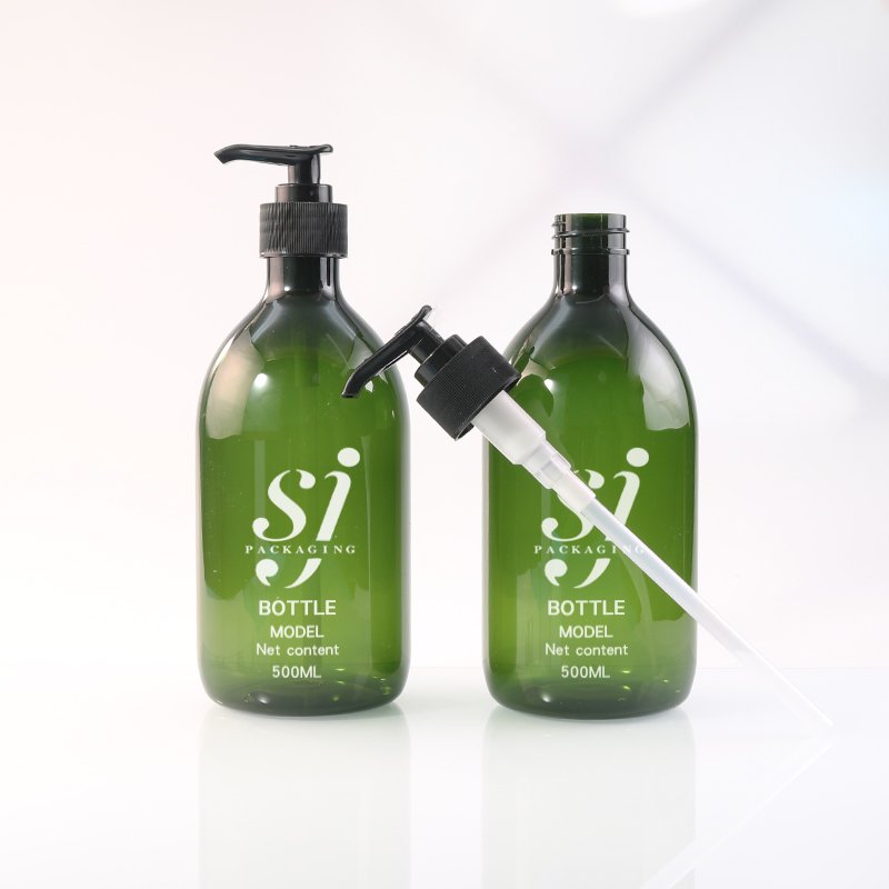 500ml PET Round Cosmetic Bottle with Lotion Pump & Disc-Top (24/410 Neck)