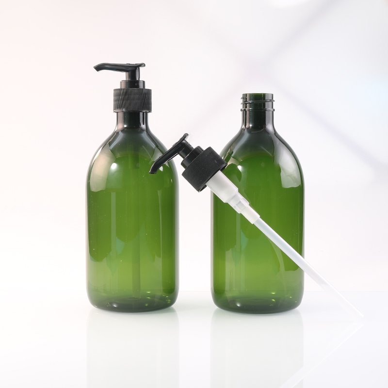 500ml PET Round Cosmetic Bottle with Lotion Pump & Disc-Top (24/410 Neck)