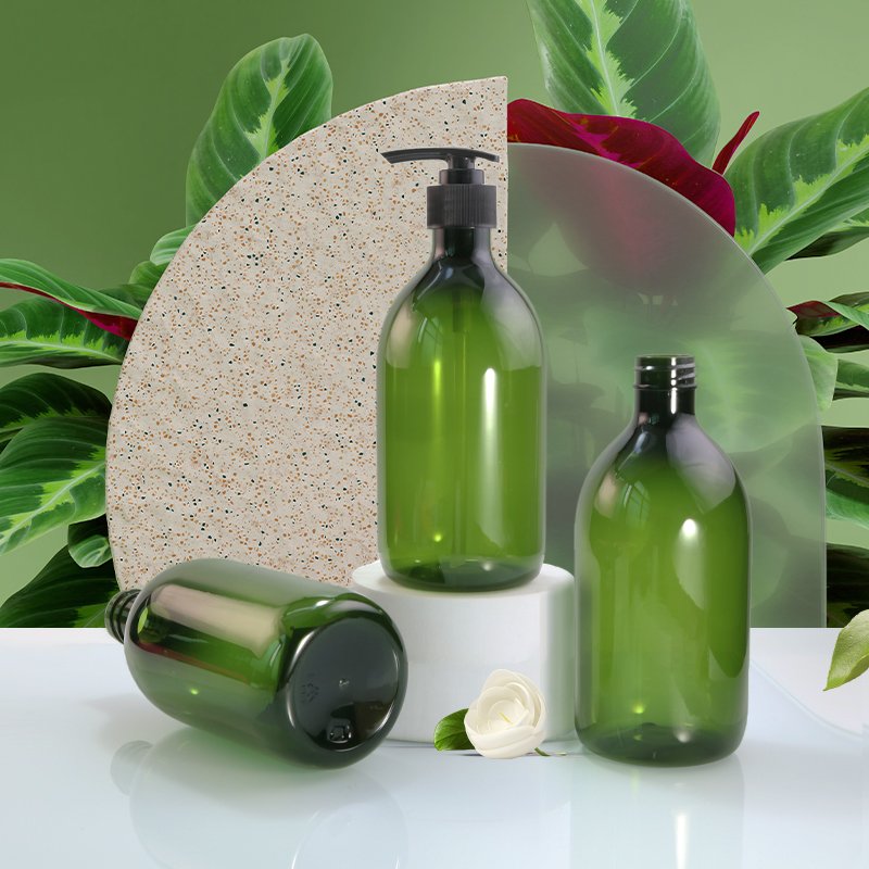 500ml PET Round Cosmetic Bottle with Lotion Pump & Disc-Top (24/410 Neck)