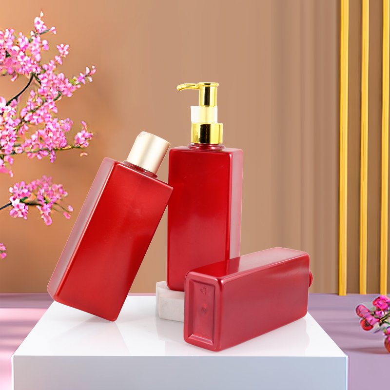 200ml PET Square Cosmetic Bottle with Lotion Pump & Disc-Top (24/410 Neck)
