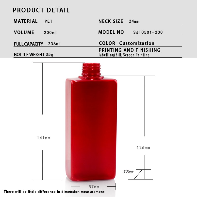 200ml PET Square Cosmetic Bottle with Lotion Pump & Disc-Top (24/410 Neck)