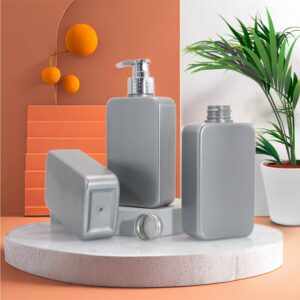 300ml PET Square Cosmetic Bottle with Lotion Pump & Disc-Top (24/410 Neck)