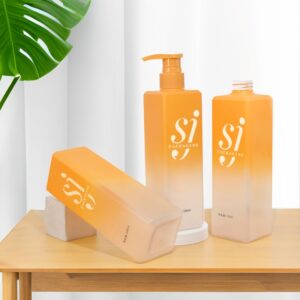 500ml PET Square Cosmetic Bottle with Lotion Pump & Disc-Top (24/410 Neck)