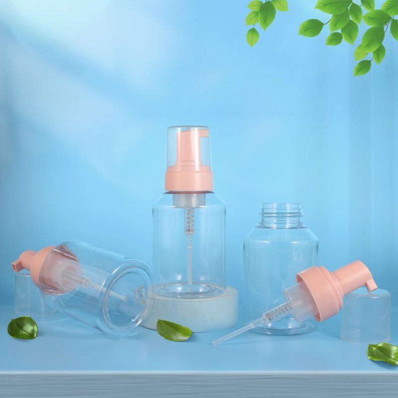 300ml PET Round Cosmetic Bottle with Lotion Pump & Disc-Top (24/410 Neck)