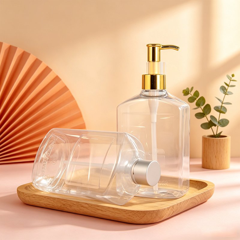 Cosmetic 400ml PET Conditioner Bottle – Space-Saving Flat