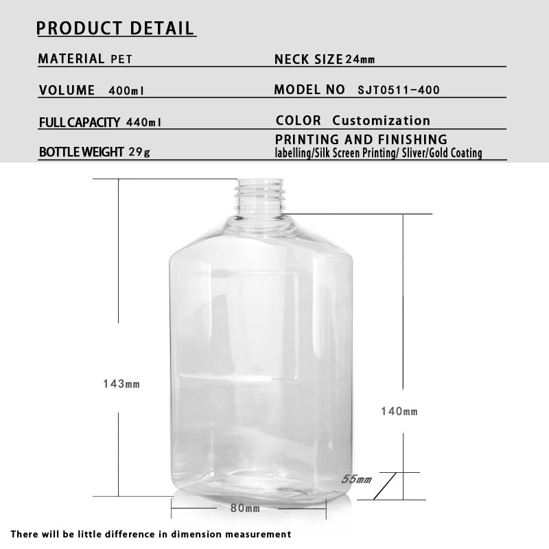 Cosmetic 400ml PET Conditioner Bottle – Space-Saving Flat