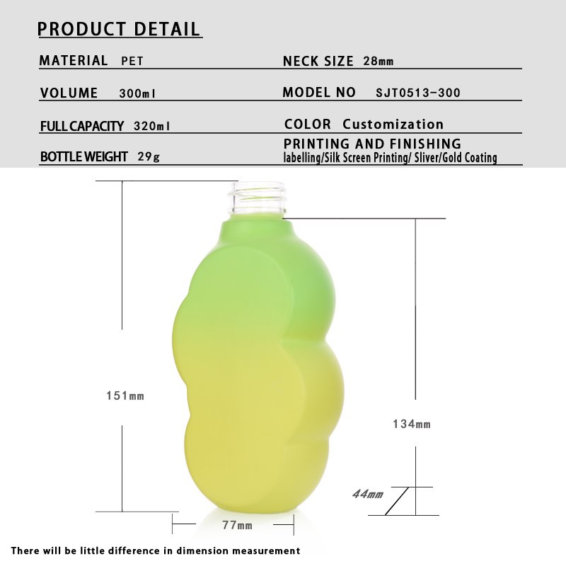 Cosmetic 300ml PET Shampoo Bottle – Space-Saving Flat