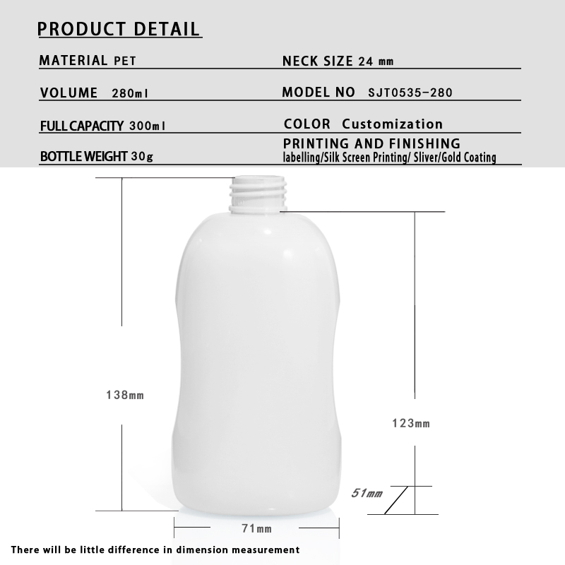 300ml PET Cosmetic Bottle with Lotion Pump & Screw Cap (24/410 Neck)