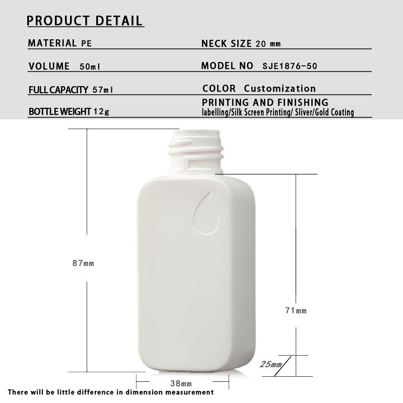 50ml PE Cosmetic Bottle for Travel Serum & Sample – 20mm Neck, 12g