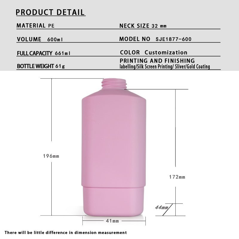 Bath & Body 600ml PE Bath Bottle for Body Wash & Shampoo – 28mm Neck, 48g