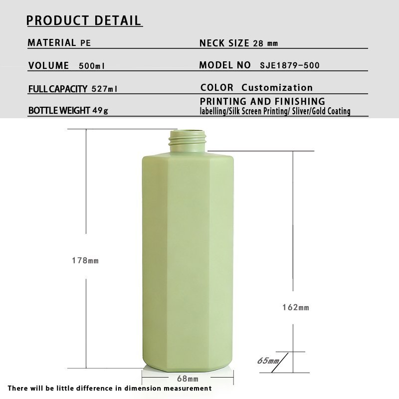 500ml PE Shampoo & Body Wash Bottle with Pre-Printed Logo (28mm Neck, 42g)