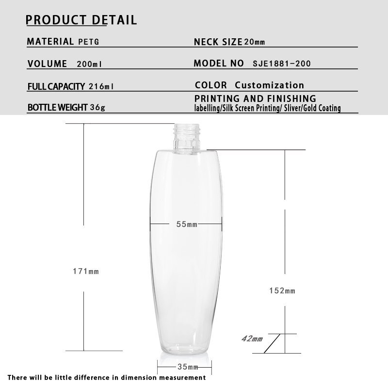 200ml PE Cosmetic Bottle for Cosmetic Cream – 24mm Neck, 26g