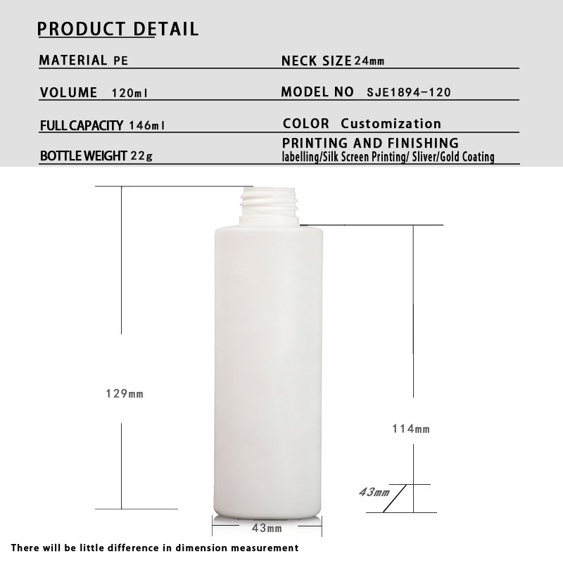 120ml PE Cosmetic Bottle for Serum & Toner – 20mm Neck, 16g
