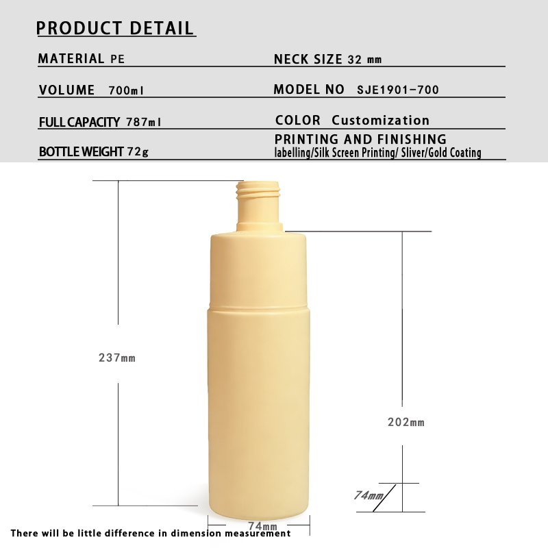 700ml PE Round Bottle for Shampoo & Body Wash – 28mm Neck, 55g
