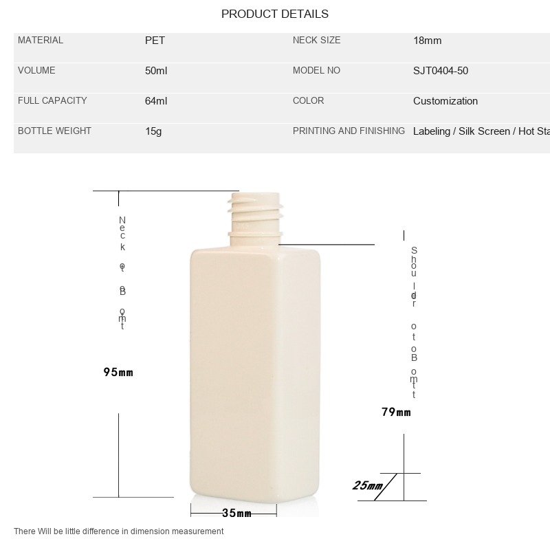 50ml PET Cosmetic Bottle for Mini Sample & Trial – 20mm Neck, 12g