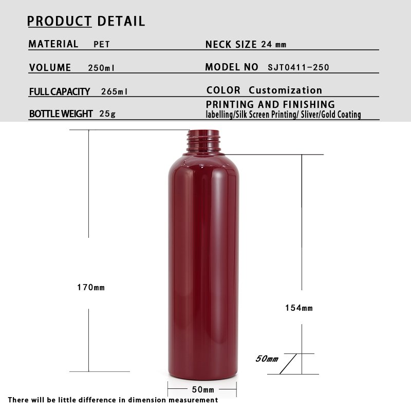250ml PET Round Bottle for Lotion & Cream – 24mm Neck, 28g