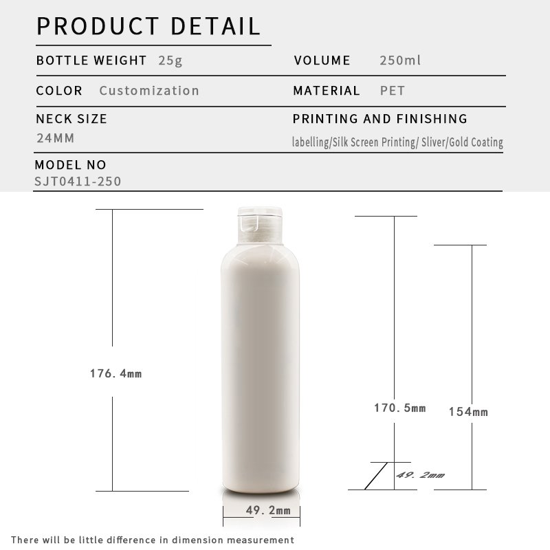 250ml PET Round Bottle for Lotion & Cream – 24mm Neck, 28g