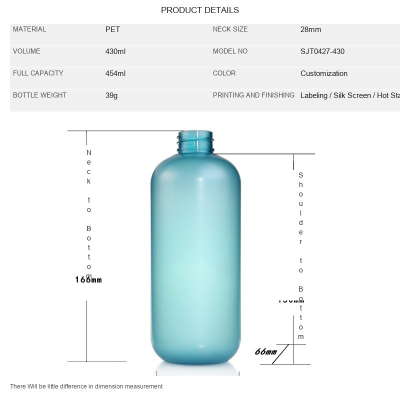 Bath & Body 430ml PET Round Bottle for Body Wash & Shampoo – 28mm Neck, 40g