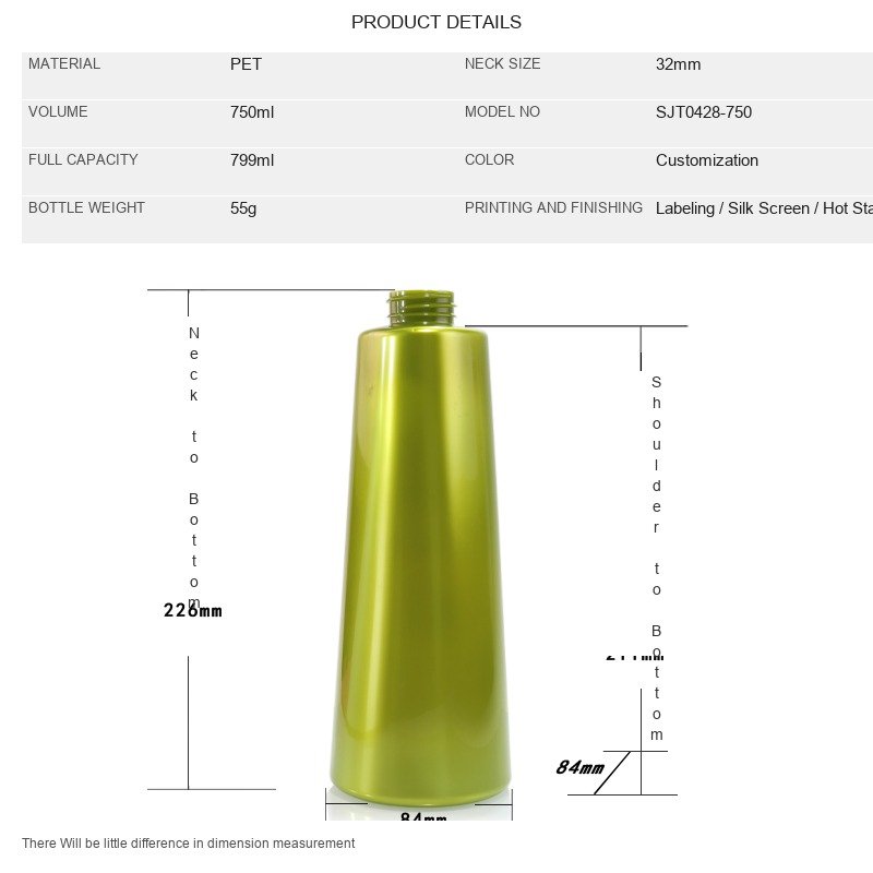 750ml PET Oval Bottle for Shampoo & Conditioner – 28mm Neck, 55g