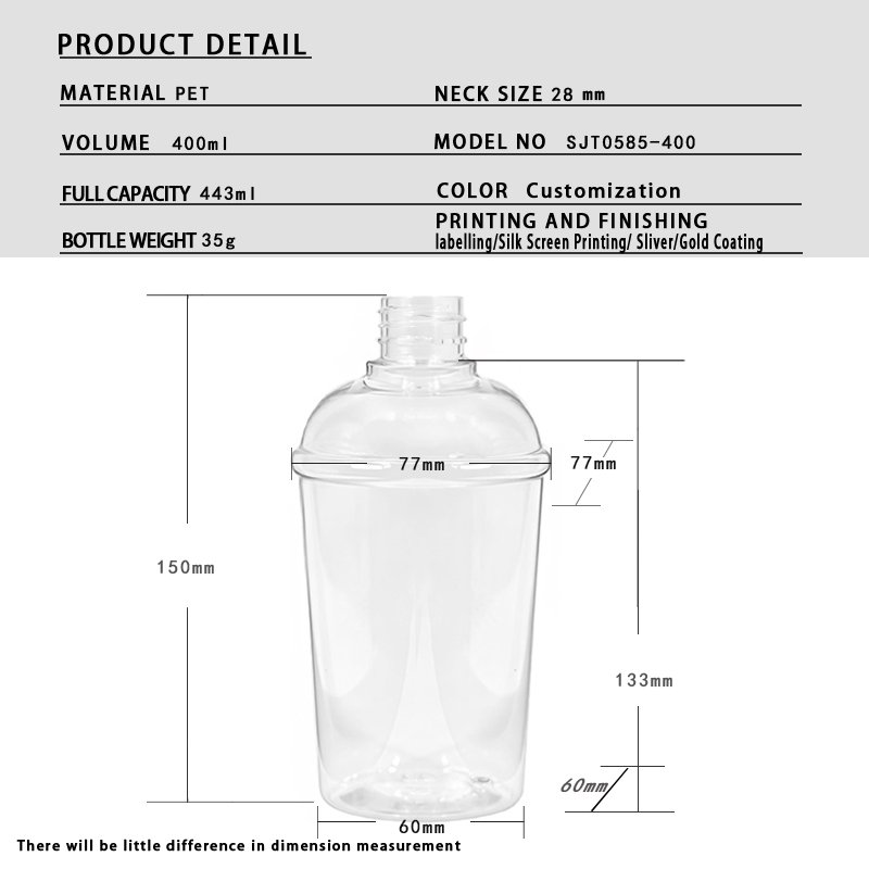 400ml PET Shampoo Bottle for Body Wash & Shampoo – 28mm Neck, 38g