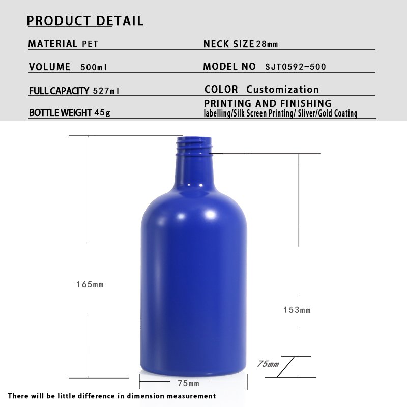500ml PET Shampoo & Body Wash Bottle with Jinmeiyang Logo (28mm Neck, 42g)
